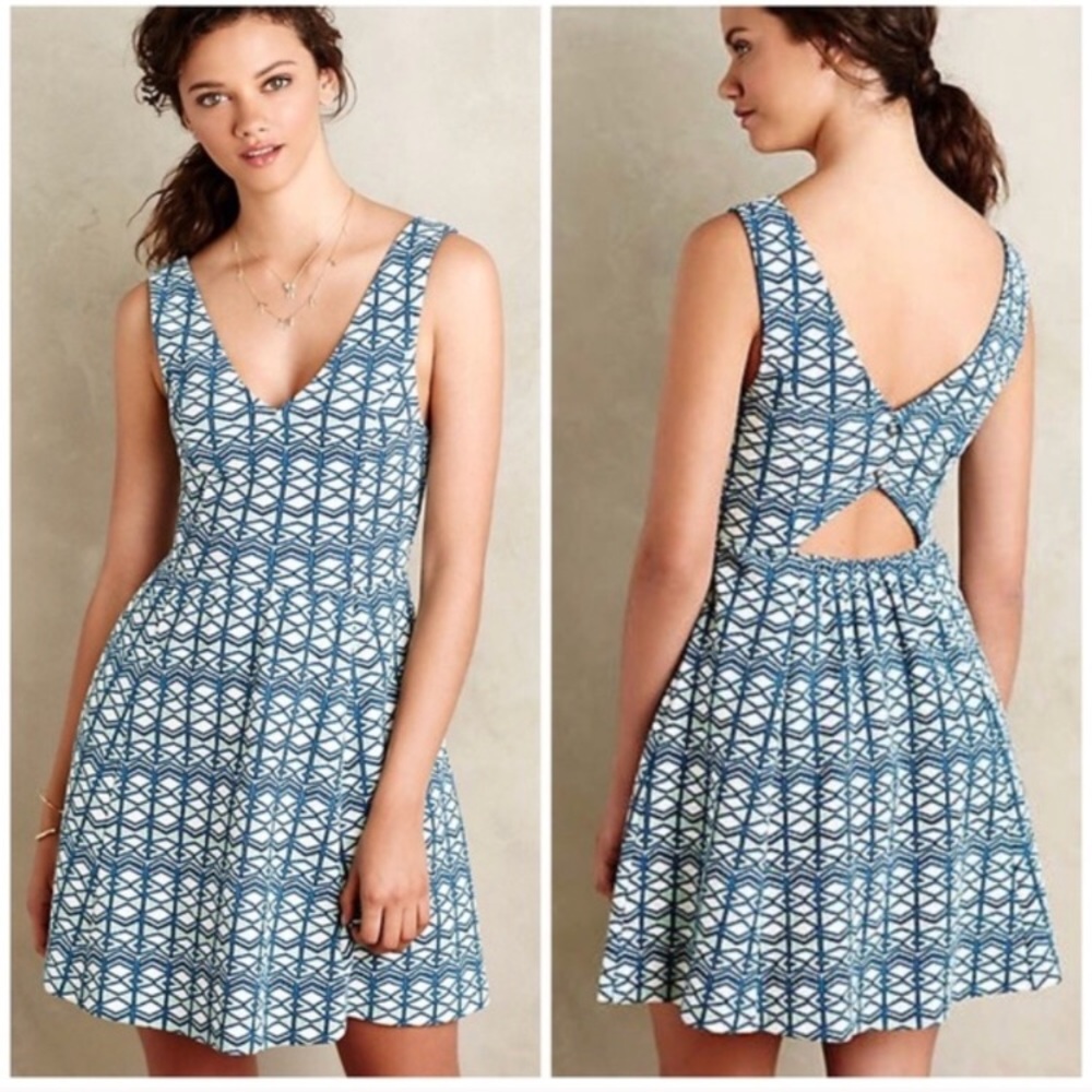 Anthropologie Maeve Textured Double V Dress Size 6